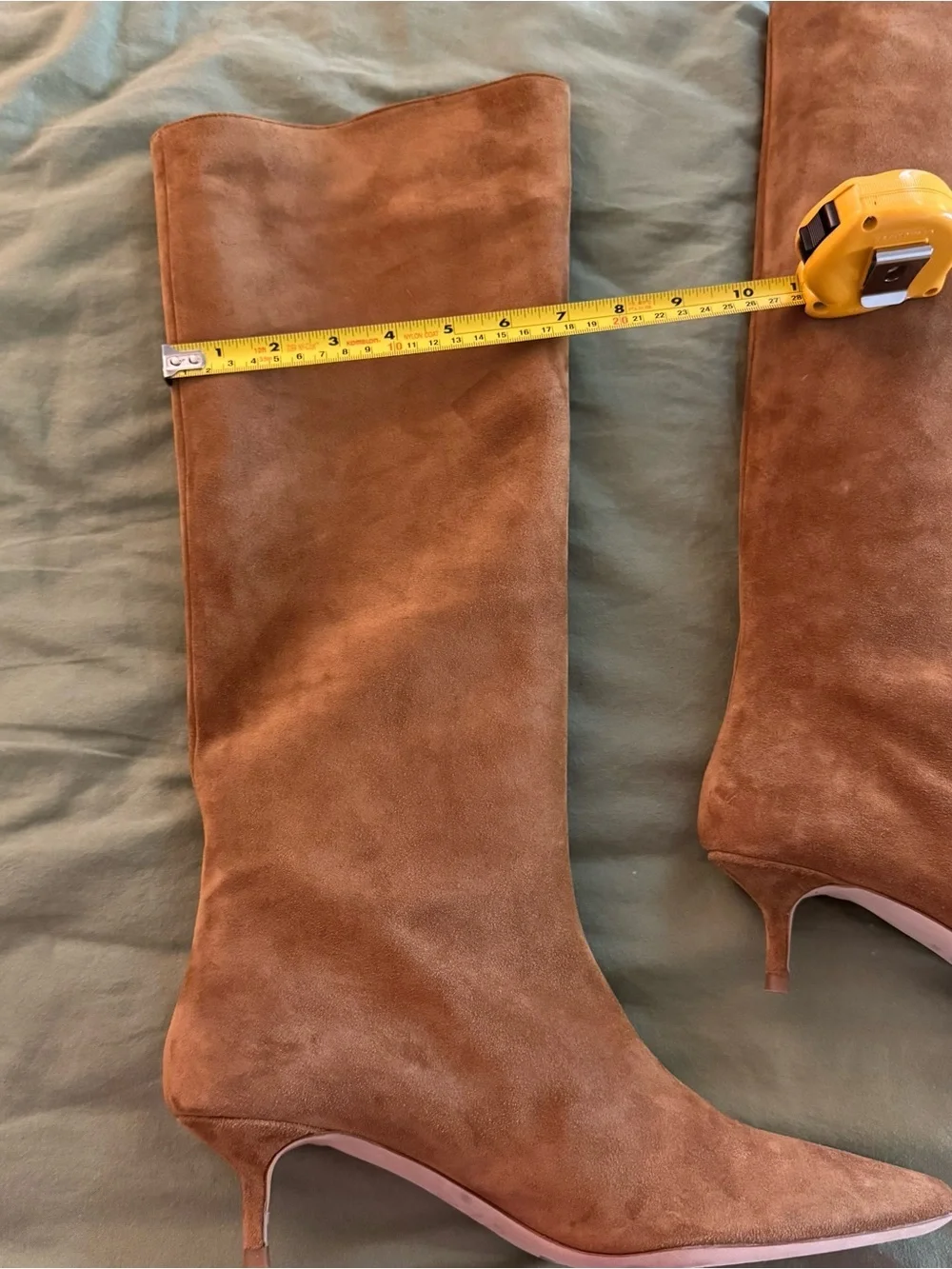 New Staud Sebastian Kitten Heel Suede Knee High Tan Boots Size EU 40.5 10.5 $595